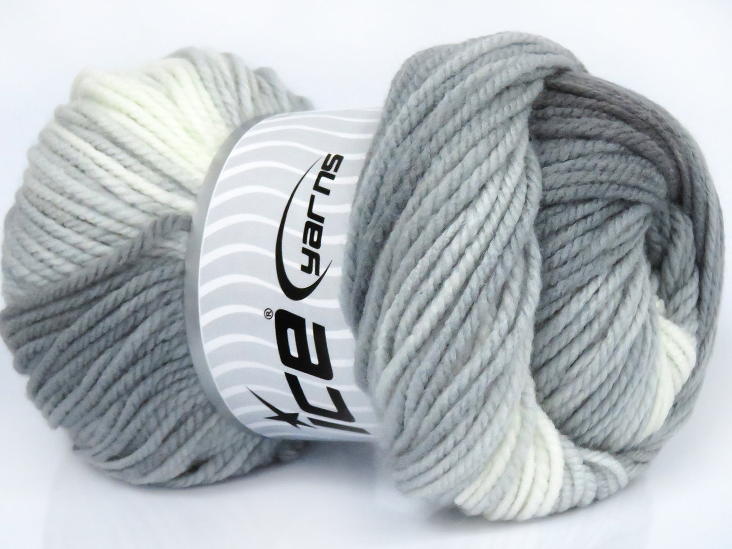 Lot of 4 x 100gr Skeins Ice Yarns MAGIC WORSTED Yarn Grey Shades White