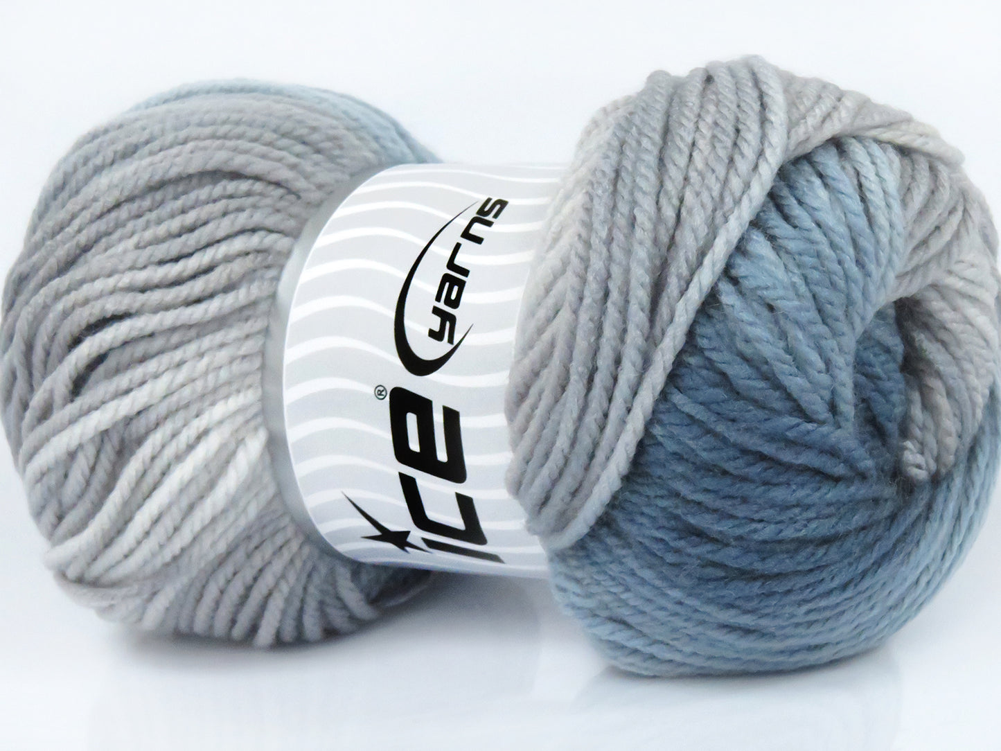 Lot of 4 x 100gr Skeins Ice Yarns MAGIC WORSTED Yarn Grey Shades Indigo Blue