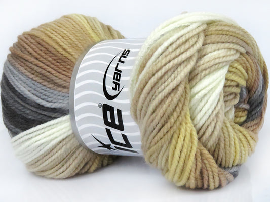 Lot of 4 x 100gr Skeins Ice Yarns MAGIC WORSTED Yarn Cream Camel Beige Grey Shades