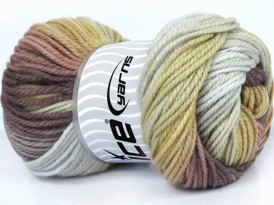 Lot of 4 x 100gr Skeins Ice Yarns MAGIC WORSTED Yarn Cream Camel Beige Maroon Shades
