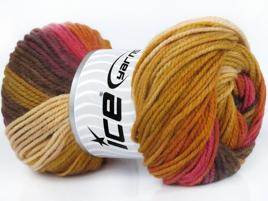 Lot of 4 x 100gr Skeins Ice Yarns MAGIC WORSTED Yarn Copper Gold Purple Pink
