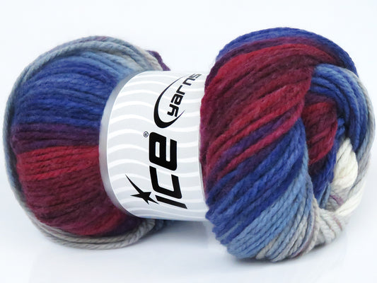 Lot of 4 x 100gr Skeins Ice Yarns MAGIC WORSTED Yarn Maroon Burgundy Blue Shades White