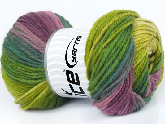 Lot of 4 x 100gr Skeins Ice Yarns MAGIC WORSTED Yarn Maroon Shades Green Shades