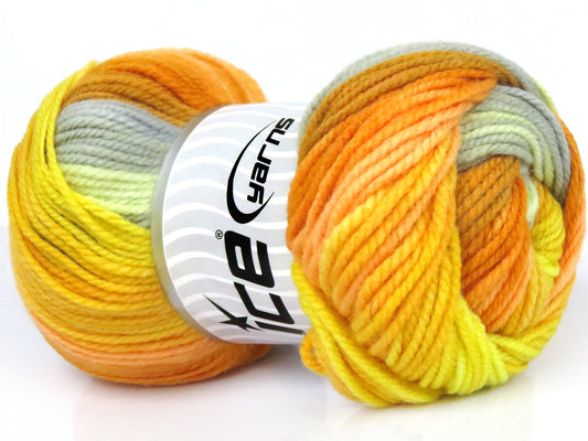 Lot of 4 x 100gr Skeins Ice Yarns MAGIC WORSTED Yarn Gold Salmon Light Grey Yellow