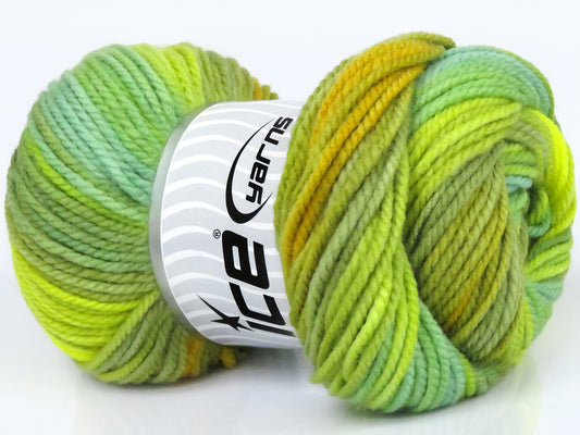 Lot of 4 x 100gr Skeins Ice Yarns MAGIC WORSTED Yarn Green Shades Gold