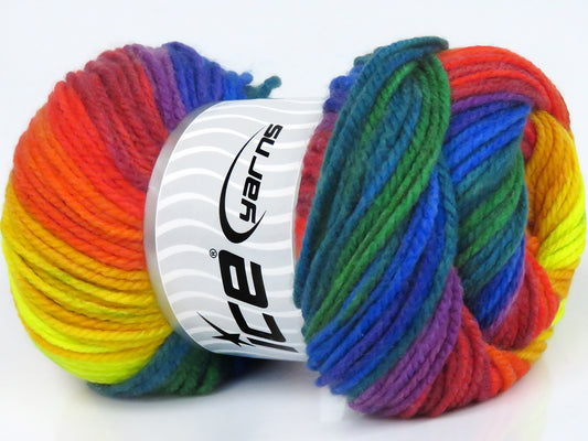 Lot of 4 x 100gr Skeins Ice Yarns MAGIC WORSTED Hand Knitting Yarn Rainbow