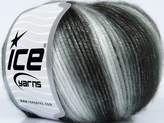 Lot of 8 Skeins Ice Yarns PICASSO Hand Knitting Yarn Black Grey White