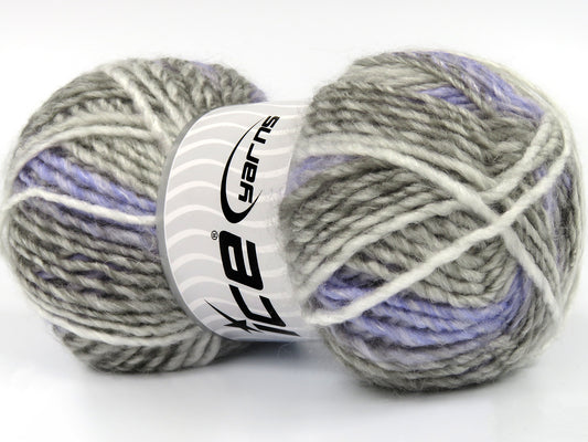 Lot of 4 x 100gr Skeins Ice Yarns ORACLE (20% Alpaca) Yarn Grey Shades White Light Lilac