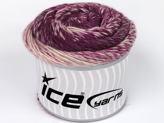 Lot of 2 x 150gr Skeins Ice Yarns CAKES CAMARO (50% Wool) Yarn Fuchsia Cream