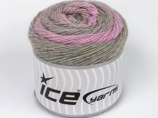 Lot of 2 x 150gr Skeins Ice Yarns CAKES CAMARO (50% Wool) Yarn Light Pink Light Grey