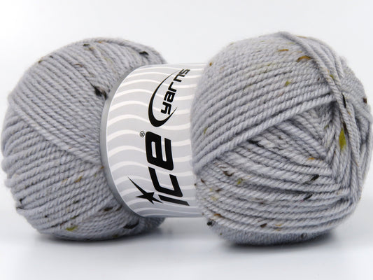 Lot of 4 x 100gr Skeins Ice Yarns DORIS TWEED (21% Wool 4% Viscose) Yarn Light Grey