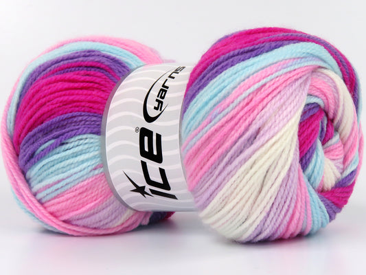 Lot of 4 x 100gr Skeins Ice Yarns BABY BATIK Yarn Pink Shades Turquoise Purple Shades