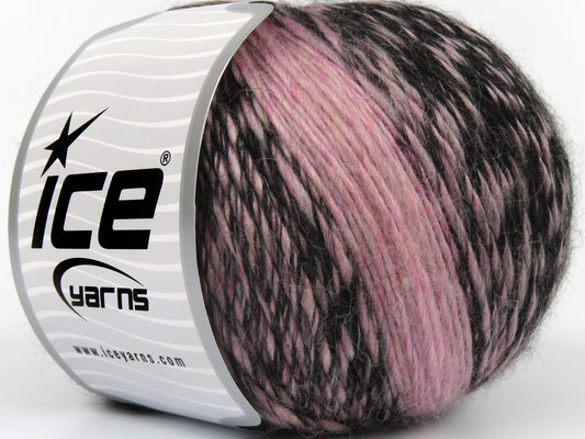 Lot of 4 x 100gr Skeins Ice Yarns FELIZ ALPACA (15% Alpaca 20% Wool) Yarn Light Pink Black