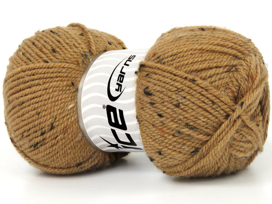 Lot of 4 x 100gr Skeins Ice Yarns DORIS TWEED (21% Wool 4% Viscose) Yarn Camel