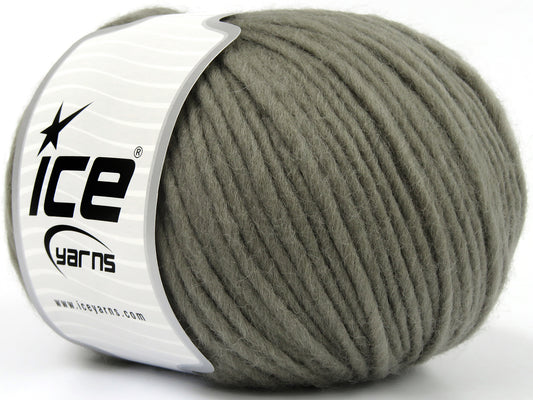 Lot of 4 x 100gr Skeins Ice Yarns PURE WOOL BULKY (100% Wool) Yarn Greyish Khaki
