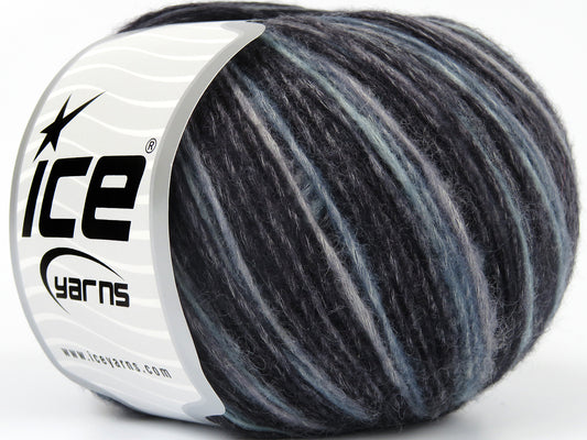 Lot of 8 Skeins Ice Yarns LEONARDO COLOR (66% Merino Wool 34% Organic Cotton) Yarn Black Grey Light Turquoise