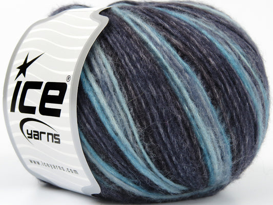 Lot of 8 Skeins Ice Yarns LEONARDO COLOR (66% Merino Wool 34% Organic Cotton) Yarn Black Jeans Blue Turquoise