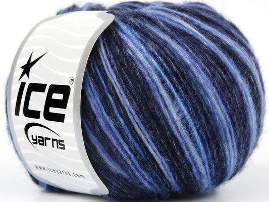 Lot of 8 Skeins Ice Yarns LEONARDO COLOR (66% Merino Wool 34% Organic Cotton) Yarn Purple Shades Blue Shades