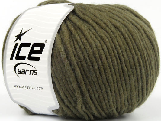 Lot of 4 x 100gr Skeins Ice Yarns PURE WOOL BULKY (100% Wool) Yarn Khaki