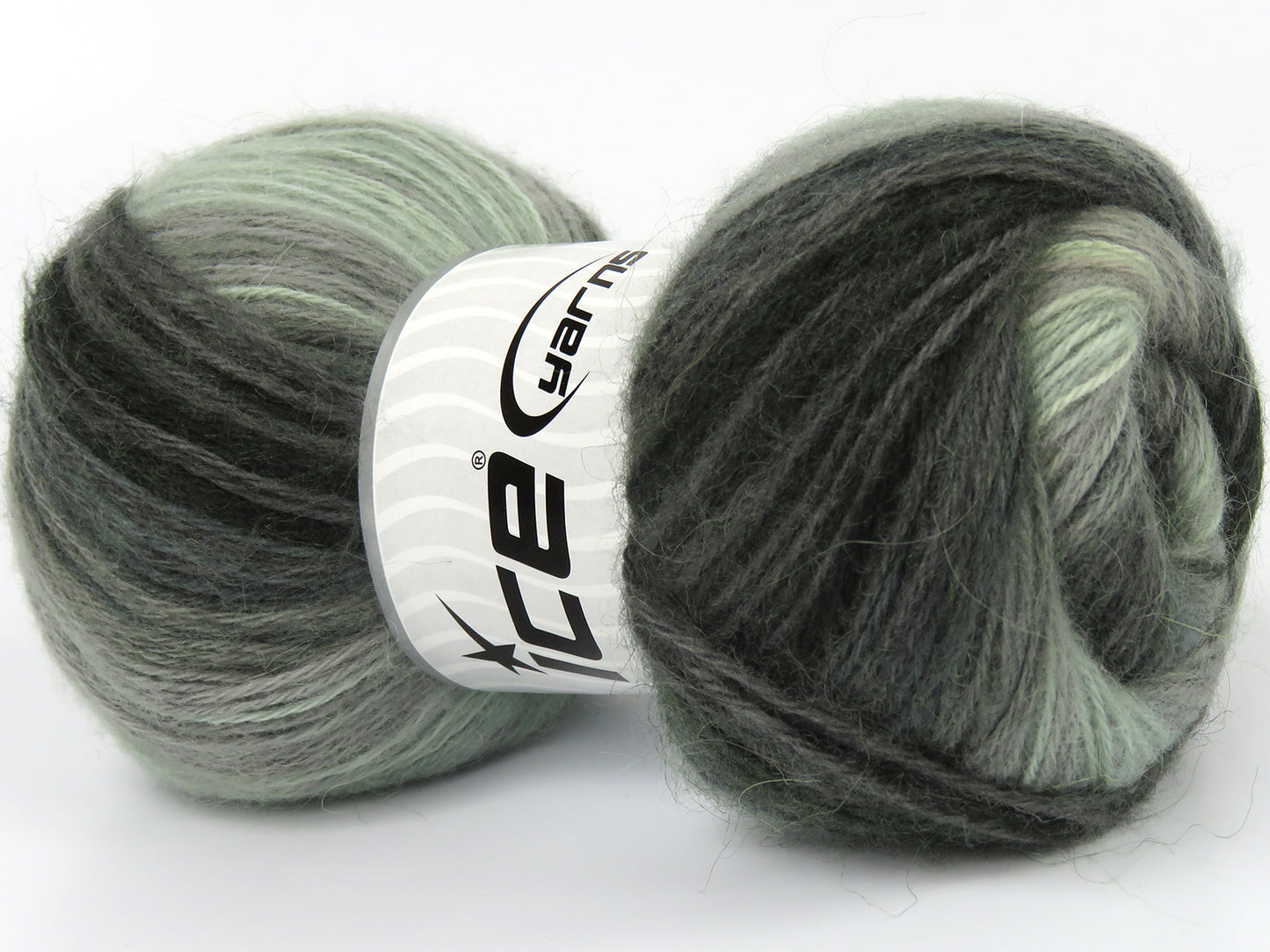 Lot of 4 x 100gr Skeins Ice Yarns ANGORA ACTIVE (25% Angora) Yarn Grey Shades Mint Green