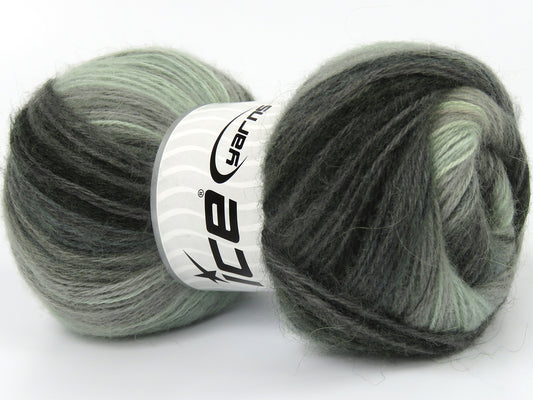 Lot of 4 x 100gr Skeins Ice Yarns ANGORA ACTIVE (25% Angora) Yarn Grey Shades Mint Green
