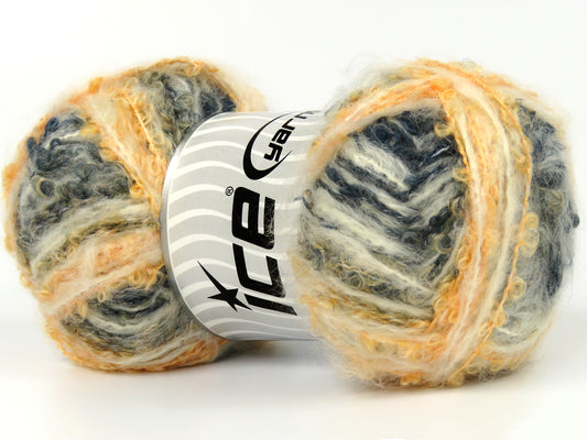 Lot of 4 x 100gr Skeins Ice Yarns DURBAN MOHAIR (20% Wool 7% Mohair) Yarn Gold Navy Cream