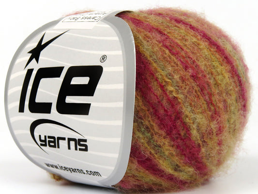 Lot of 10 Skeins Ice Yarns CARESS BABY ALPACA COLOR (30% Baby Alpaca 31% Extrafine Merino Wool) Yarn Green Gold Dark Fuchsia