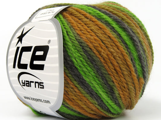 Lot of 8 Skeins Ice Yarns PURE WOOL MAGIC (100% Wool) Yarn Green Shades Gold Grey