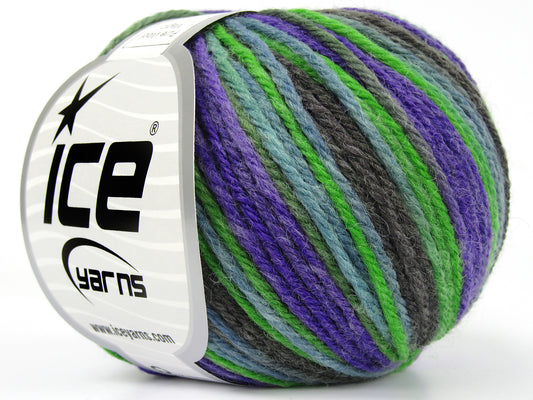 Lot of 8 Skeins Ice Yarns PURE WOOL MAGIC (100% Wool) Yarn Green Grey Purple Blue