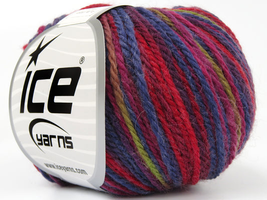 Lot of 8 Skeins Ice Yarns PURE WOOL MAGIC (100% Wool) Yarn Red Burgundy Purple Blue Green