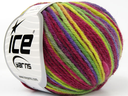 Lot of 8 Skeins Ice Yarns PURE WOOL MAGIC (100% Wool) Yarn Fuchsia Green Shades Orange
