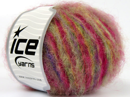 Lot of 8 Skeins Ice Yarns KID MOHAIR ALPACA COLOR (41% Alpaca Superfine 41% Kid Mohair) Yarn Pink Shades Green Shades