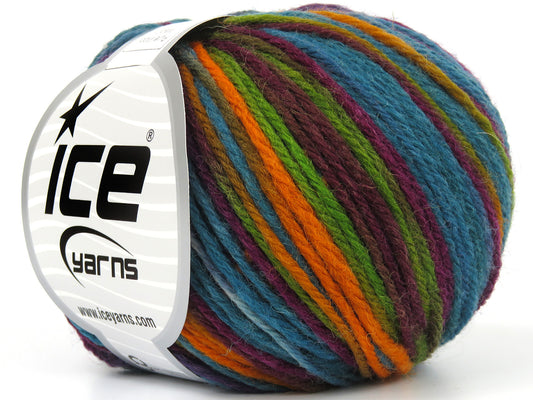 Lot of 8 Skeins Ice Yarns PURE WOOL MAGIC (100% Wool) Yarn Turquoise Gold Purple Green