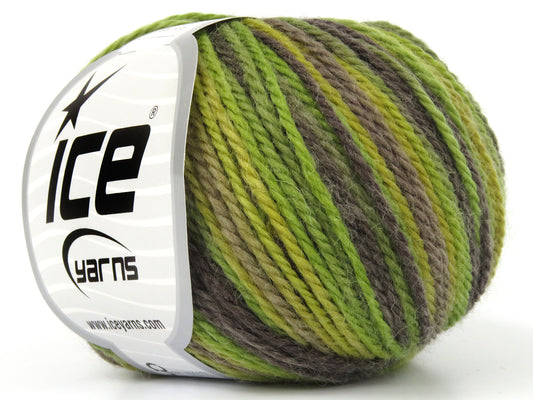 Lot of 8 Skeins Ice Yarns PURE WOOL MAGIC (100% Wool) Yarn Green Shades Camel Shades