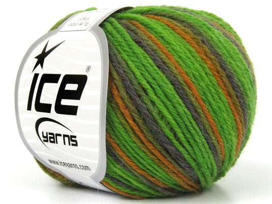 Lot of 8 Skeins Ice Yarns PURE WOOL MAGIC (100% Wool) Yarn Green Grey Gold