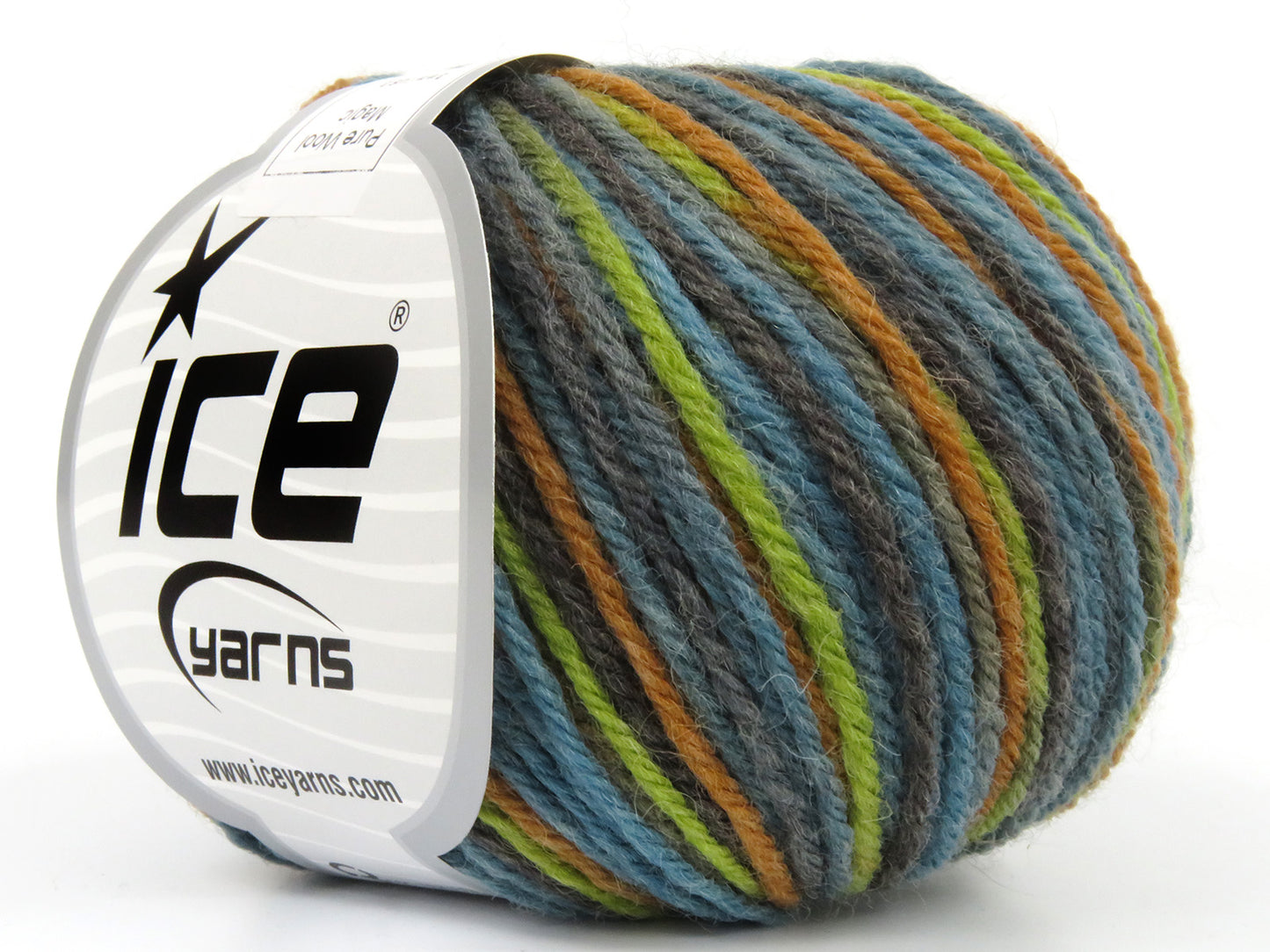 Lot of 8 Skeins Ice Yarns PURE WOOL MAGIC (100% Wool) Yarn Turquoise Gold Grey Green