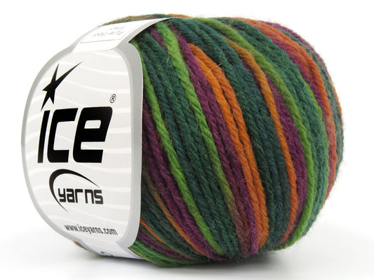 Lot of 8 Skeins Ice Yarns PURE WOOL MAGIC (100% Wool) Yarn Green Shades Purple Gold