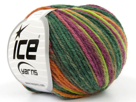 Lot of 8 Skeins Ice Yarns PURE WOOL MAGIC (100% Wool) Yarn Purple Gold Green Shades