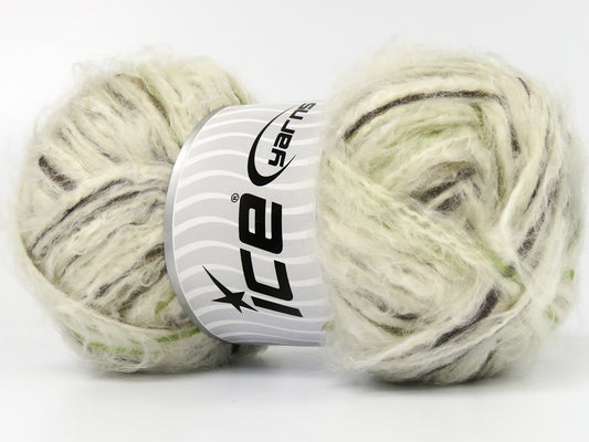 Lot of 4 x 100gr Skeins Ice Yarns RODRIGUEZ (5% Wool) Yarn Cream Green Shades Brown