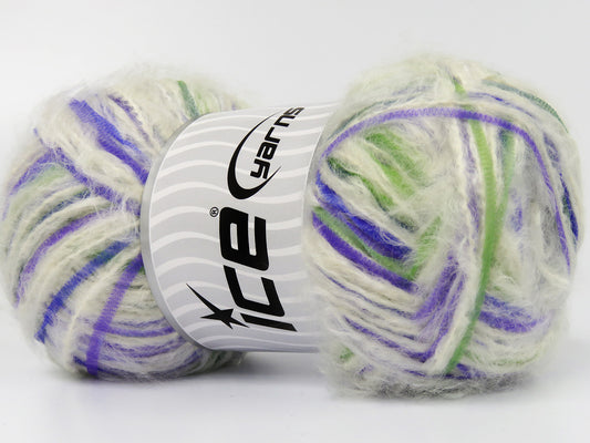 Lot of 4 x 100gr Skeins Ice Yarns RODRIGUEZ (5% Wool) Yarn Cream Blue Shades Green Shades