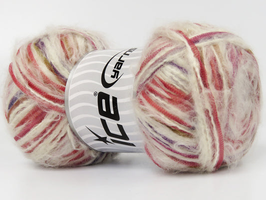 Lot of 4 x 100gr Skeins Ice Yarns RODRIGUEZ (5% Wool) Yarn Cream Red Brown Purple