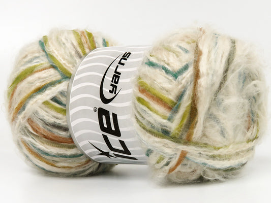 Lot of 4 x 100gr Skeins Ice Yarns RODRIGUEZ (5% Wool) Yarn Cream Turquoise Gold Green Grey