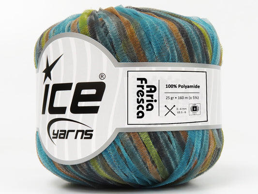 Lot of 6 Skeins Ice Yarns ARIA FRESCA Yarn Turquoise Green Gold Light Grey