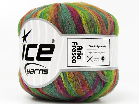 Lot of 6 Skeins Ice Yarns ARIA FRESCA Yarn Green Shades Purple Gold