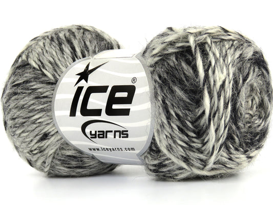 Lot of 8 Skeins Ice Yarns SONRIENTE ALPACA (15% Alpaca 15% Wool) Yarn Black Ecru