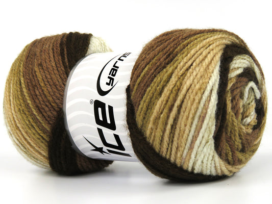 Lot of 4 x 100gr Skeins Ice Yarns FAVORITE MAGIC Yarn Brown Shades Cream Shades
