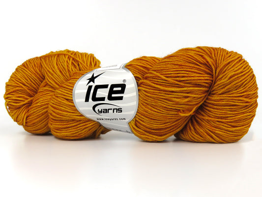 Lot of 2 x 100gr Skeins Ice Yarns HAND DYED MERINO EXTRAFINE (100% Superwash Extrafine Merino Wool) Yarn Dark Cheddar