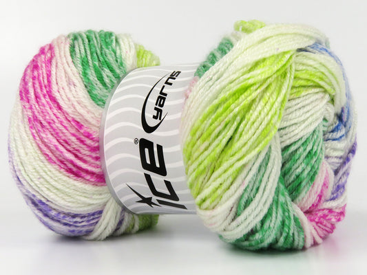 Lot of 4 x 100gr Skeins Ice Yarns SWEET BABY Yarn Green Shades Ecru Lilac Pink