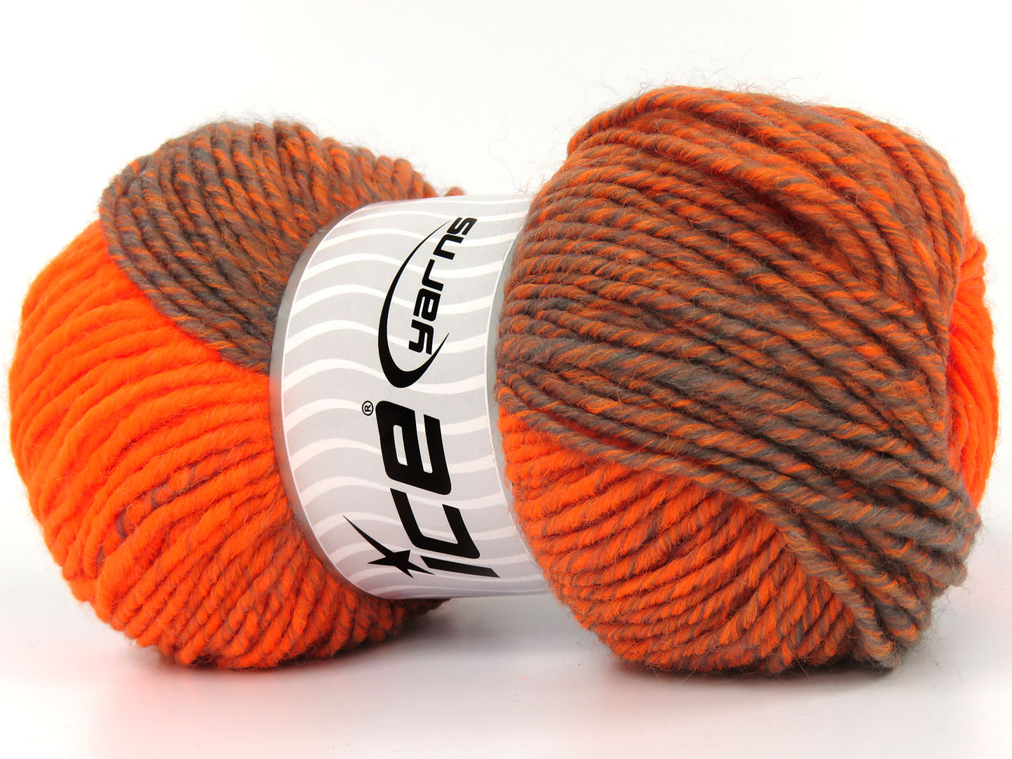 Lot of 4 x 100gr Skeins Ice Yarns FANTASIA (25% Wool) Yarn Neon Orange Grey