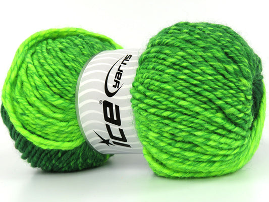 Lot of 4 x 100gr Skeins Ice Yarns FANTASIA (25% Wool) Yarn Green Shades